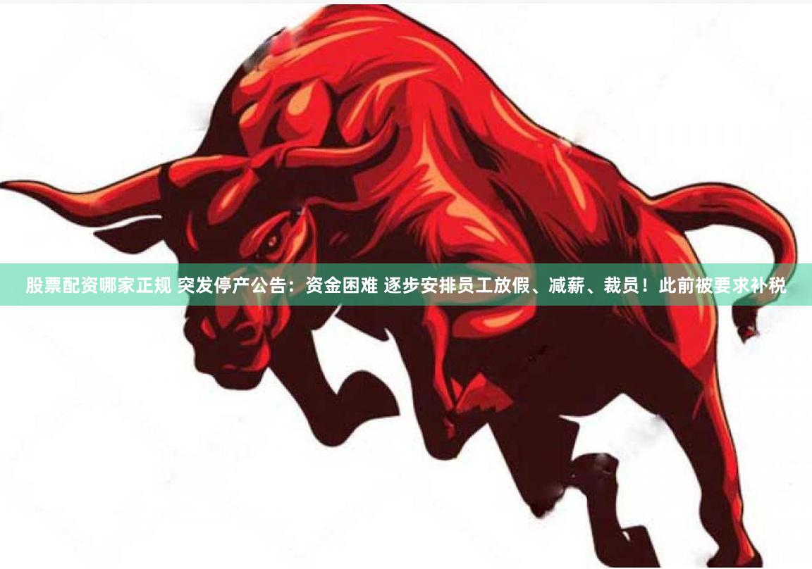 股票配资哪家正规 突发停产公告：资金困难 逐步安排员工放假、减薪、裁员！此前被要求补税