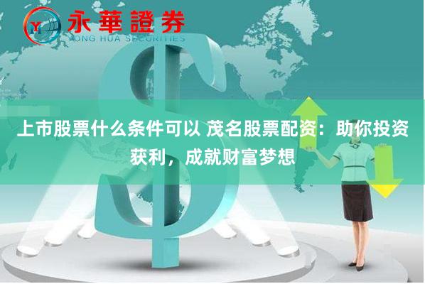 上市股票什么条件可以 茂名股票配资：助你投资获利，成就财富梦想